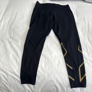 Black Workout Leggings with Gold Accents
